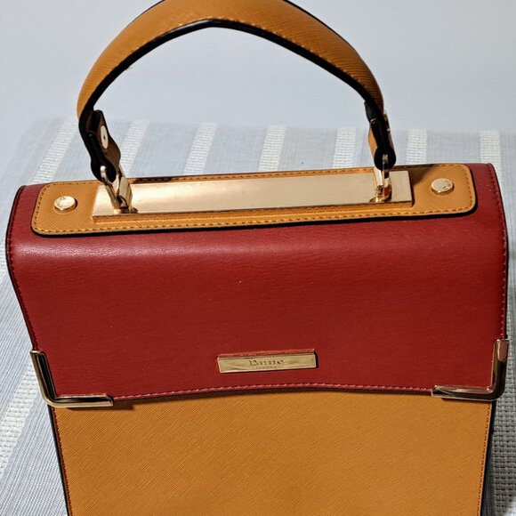 Dune London Handle Bag / Color-Block Mustard & Red Fall Colors - Picture 9 of 16